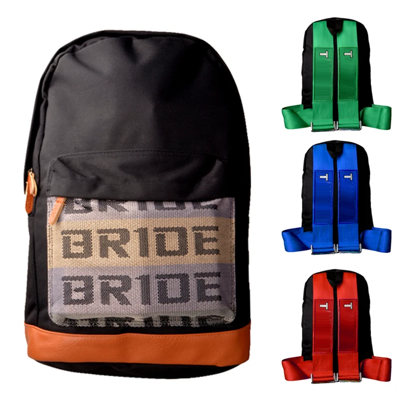 JDM Style Racing Fabric Strap Style School Backpack Car Canvas Backpack Bride Bag Racing Souvenirs