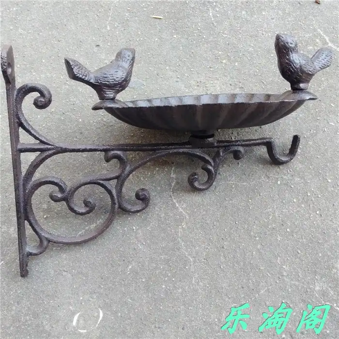 European Vintage Couple Birds Around Wall Mounted Cast Iron Bird
