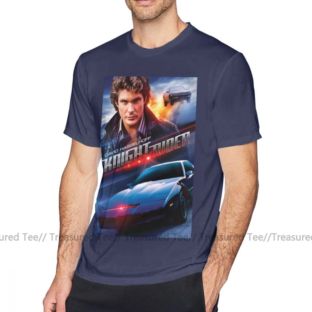 Knight Rider, футболка, Knight Rider-Hasselhoff, футболка с коротким рукавом, плюс размер, футболка, летняя Милая Мужская футболка из 100 хлопка - Color: Navy Blue