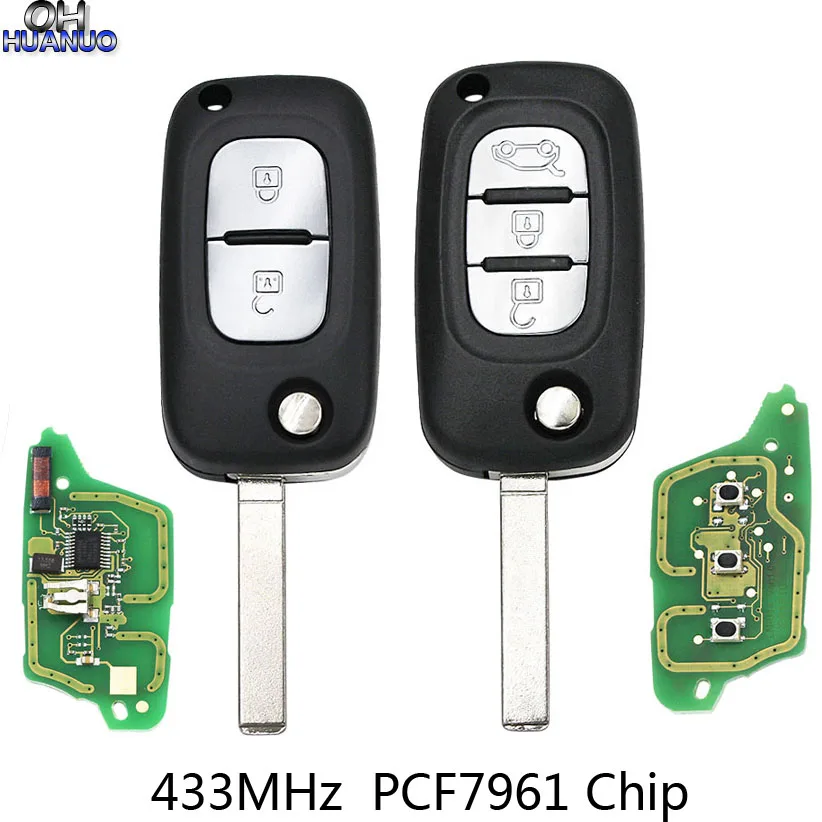 2 Button 3 Folding Remote Key For Renault Megane Fluence Clio Kangoo Master 433MHZ PCF7961 Chip ID46 +Uncut VA2 Blade | Автомобили и