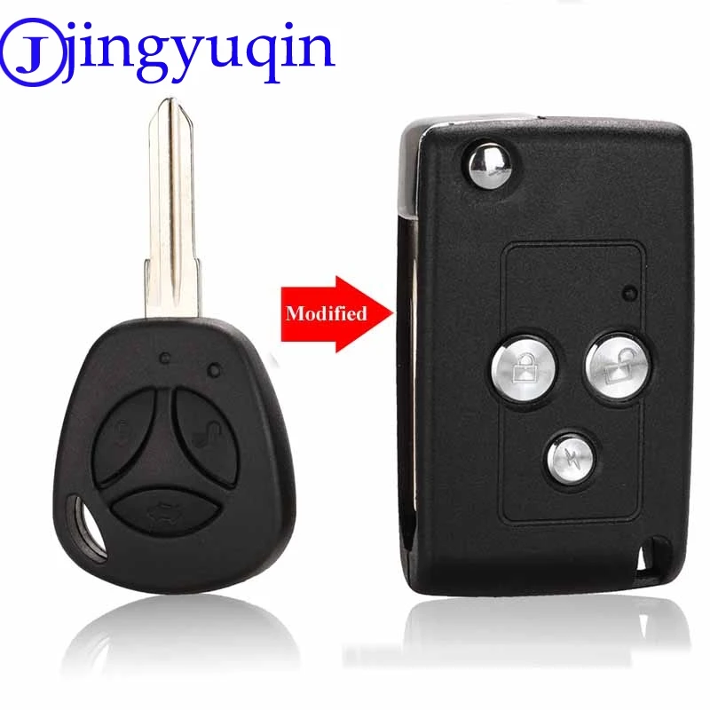 Jingyuqin дизайн 3 кнопки модифицированный откидной Складной автомобильный пустой ключ для лада приора Калина дистанционный чехол Крышка Fob