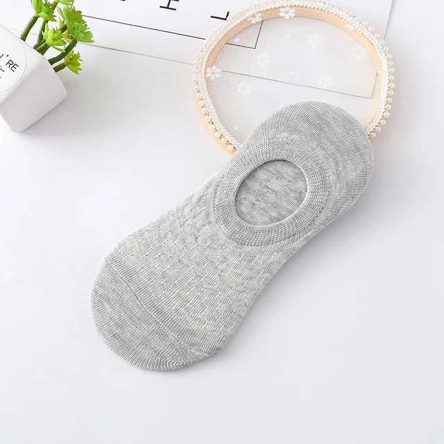 5 Pairs Of Ladies Silicone Non-slip Breathable Invisible Pure Cotton Solid Color Ankle Boots Socks Women Soft Slippers Socks 5Pairs