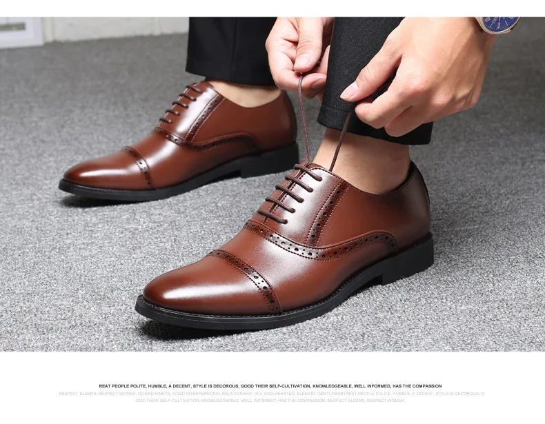 Elgant/Мужская официальная обувь; Мужские модельные туфли-оксфорды в деловом стиле; Мужская обувь; классическая Коричневая Кожаная обувь; сезон осень