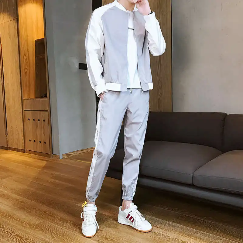

Spring And Autumn Men's Leisure Sports Suit Stand Collar Hoodie Teenager Men's New Style Fashion Men'S Wear