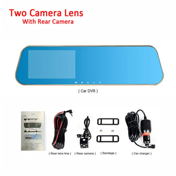 Two camera Lens 1080P Автомобильный видеорегистратор с двойной камерой s зеркало заднего вида приборная камера Автомобильная Камера авто Регистратор запись Автоматическое покрытие автомобиля вождения рекордер - Название цвета: Two camera Lens