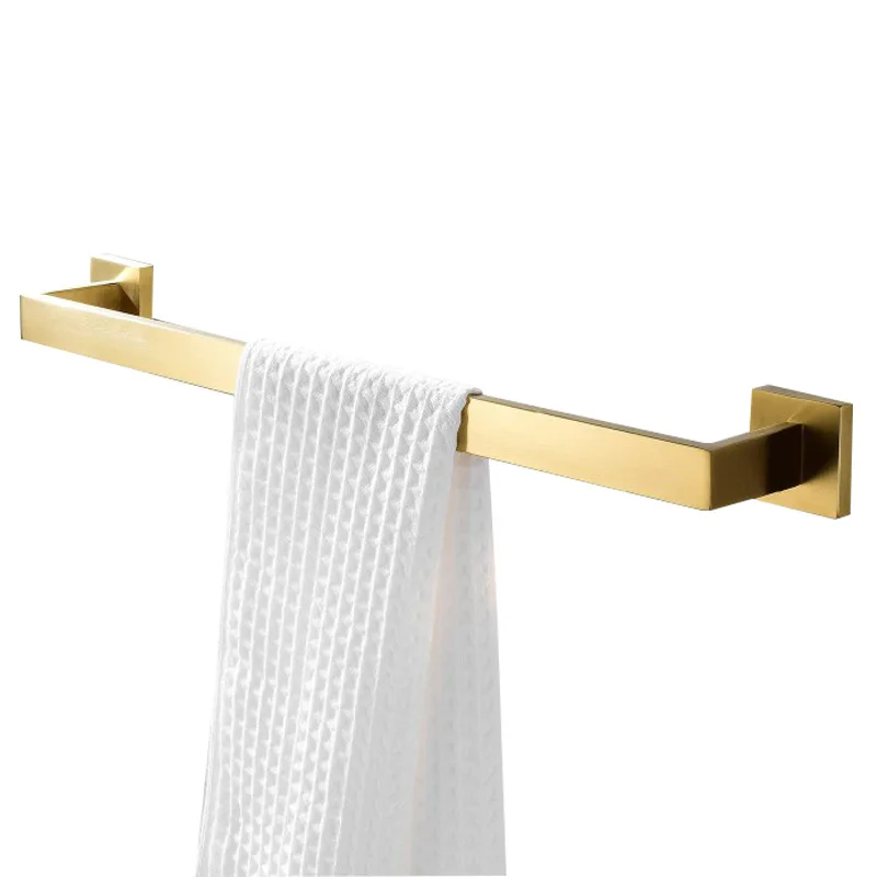 Hongdec квадратная нержавеющая сталь матовый золотой набор аксессуаров для ванной комнаты - Цвет: Single towel bar