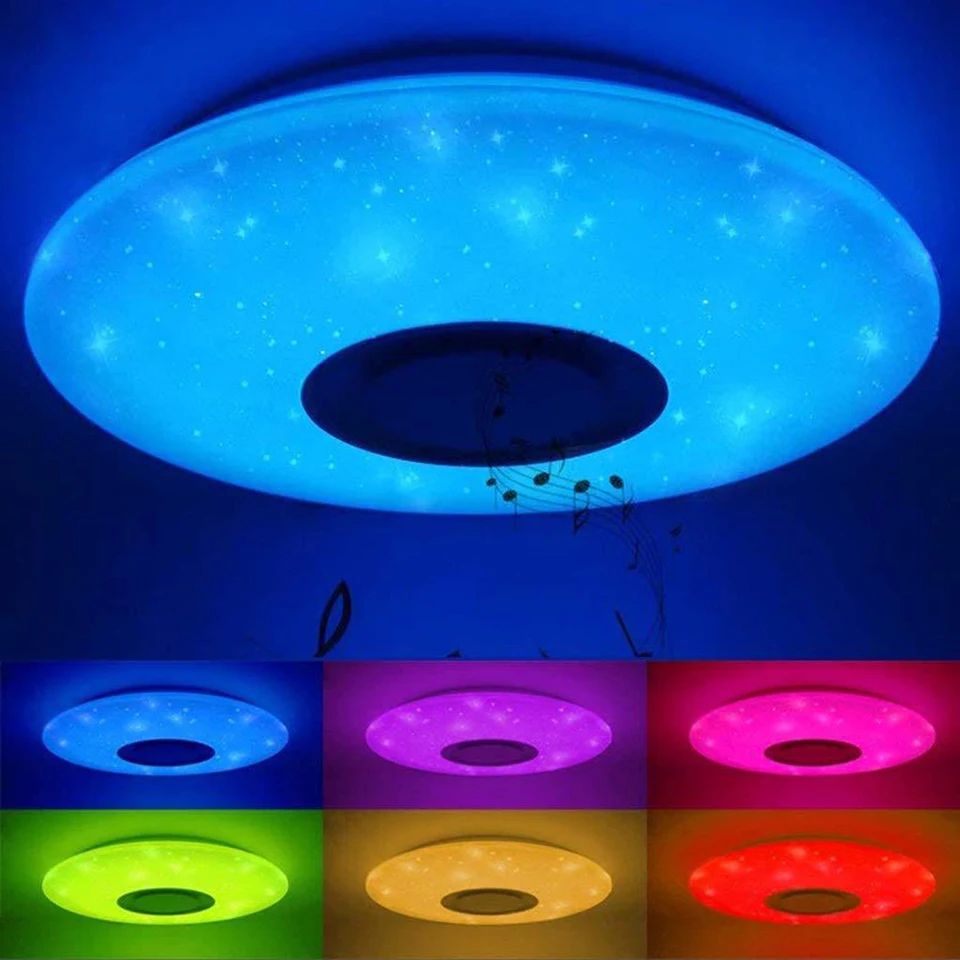 

Nordic Modern Led Rgb Ceiling Light For Home Decoration, Art Bluetooth Speaker Ceiling Light Dimmable Color Changing Lighting