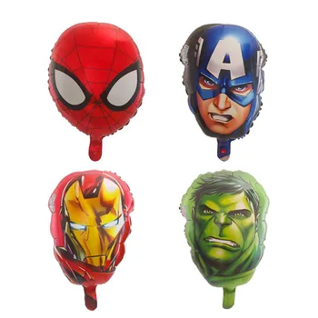 

50pcs Captain America Hulk Spider hero Man Iron Head Foil Balloons 18inch The Avengers Hero balloons birthday party Decor toys