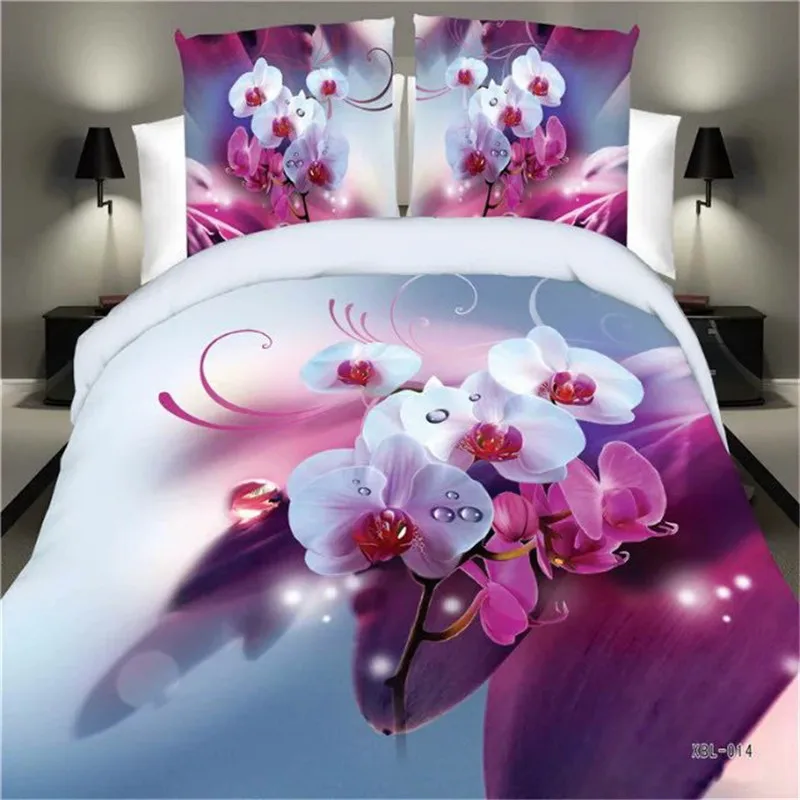 

Rose Lily Bed Sheet 4PCs Set 3D Floral Sanding Quilt Cover Set Including 1 Duvet Cover 1 Flat Sheet 2 Pillowcases