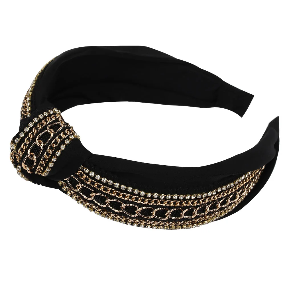 

Fashion Rhinestone Chain Hair Bands For Women Girls Cross Knotted Hairbands Hair Accessories Knot Headbands Vinatge Headwear