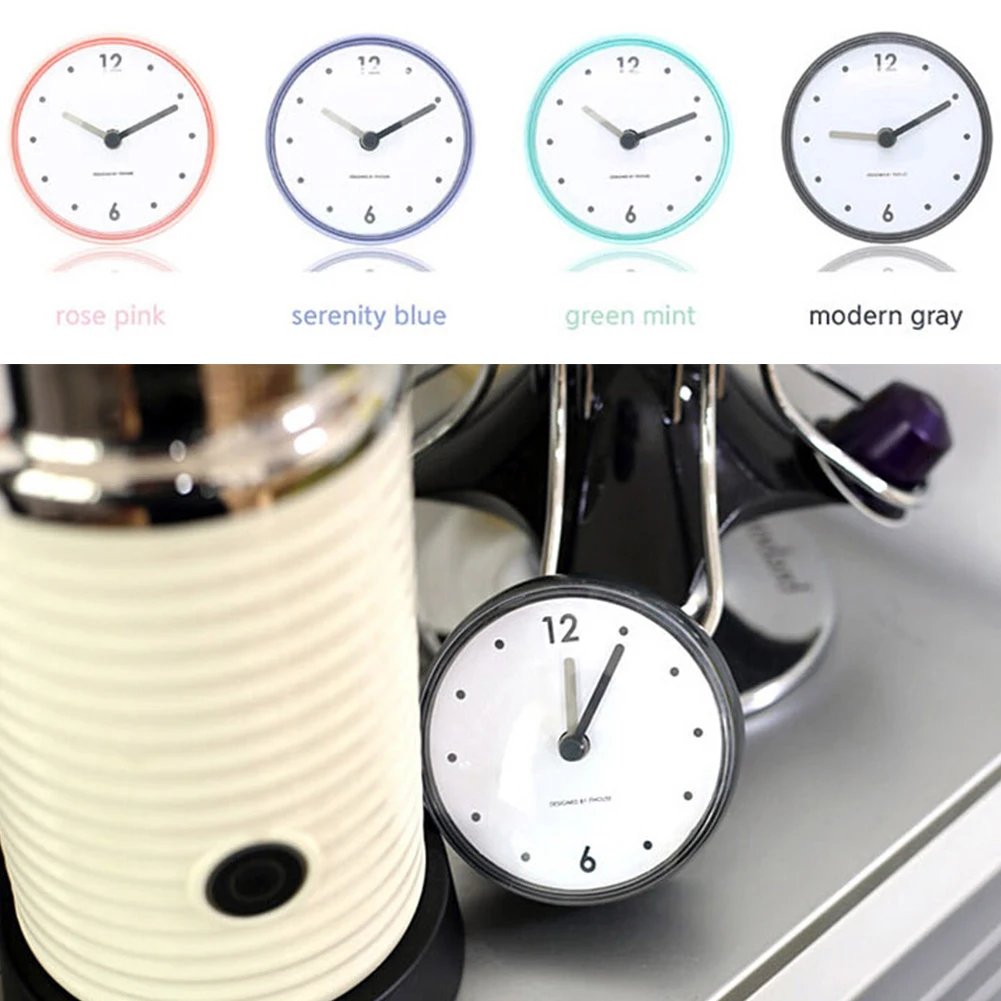 Mini Suction Cup Clock Bathroom Waterproof Sucker Alarm Clock Timer Decor Kitchen Bath Shower Wall Clocks Tiny Toilet Home Decor