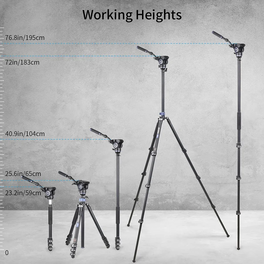 MT70 Multifunctional Video Tripod,Monopod 360 Degree CNC Alloy with Fast Flip Bu