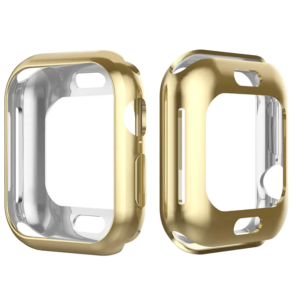 Ультра тонкий мягкий гальванический ТПУ 360 градусов защитный чехол для часов серии Apple watch - Цвет: golden