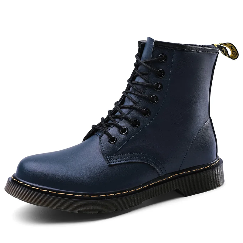 Coturno/женская кожаная обувь Martin; модная зимняя теплая обувь; ботильоны в байкерском стиле; пара ботинок унисекс; 47 - Цвет: blue