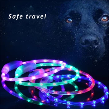 

Cuttable Pets Neck Strap LED Dog Collar Harness Electric Lights Lead Leashes USB Charging Cats Nights Safety Cool Flashing 41cm