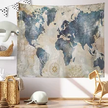 

Vintage World Map College Dorm Decoration Tapestry Polyester Background Cloth Eco Frinedly Fabric Wall Hanging