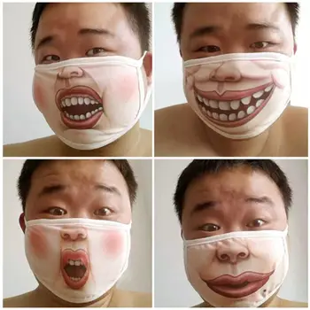 

4Pcs Anti Dust Mask Funny Mouth Masks Cotton Cartoon Face Mask Winter Protective Face Anti Pollution