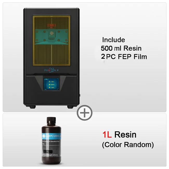 PS BK add 1L ANYCUBIC 3d принтер Фотон S SLA 3d принтер 2K экран 405nm УФ-фонарь принтера lcd теневая Маскировка 3d принтер комплект DIY - Цвет: PS BK add 1L
