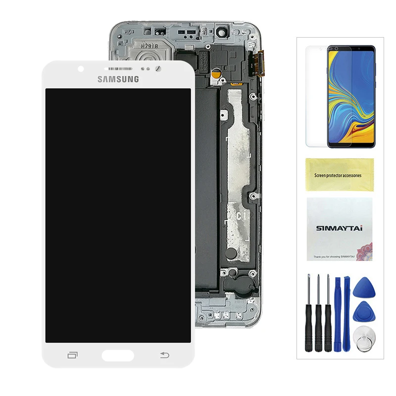 Можно регулировать J7 ЖК-дисплей для Samsung Galaxy J7 j710 J710H J710FN J710F J710M/DS сенсорный экран дигитайзер Рамка Корпус - Цвет: White With Frame