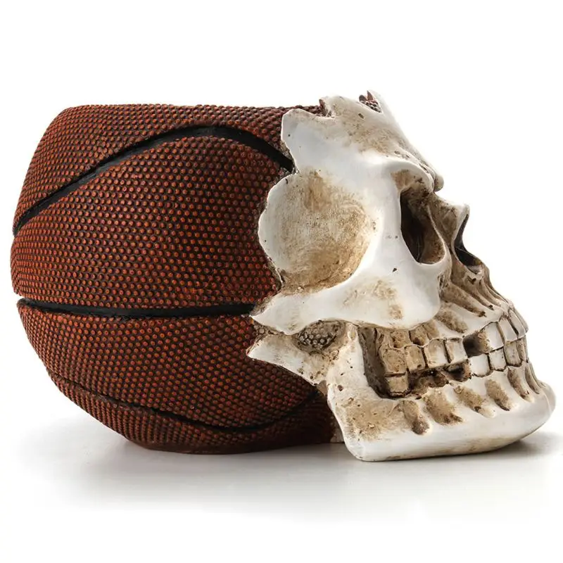 

New Basketball Skull Ornament Skeleton Pen Holder Desktop Pencil Organizer Makeup