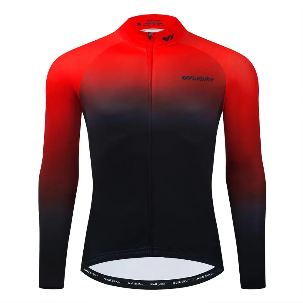 

Wulibike Winter Fleece Warm Cycling Jersey Men's Long Sleeve Top Breathable Cycle Clothing Man Bicycle Red Shirt Free Delivery