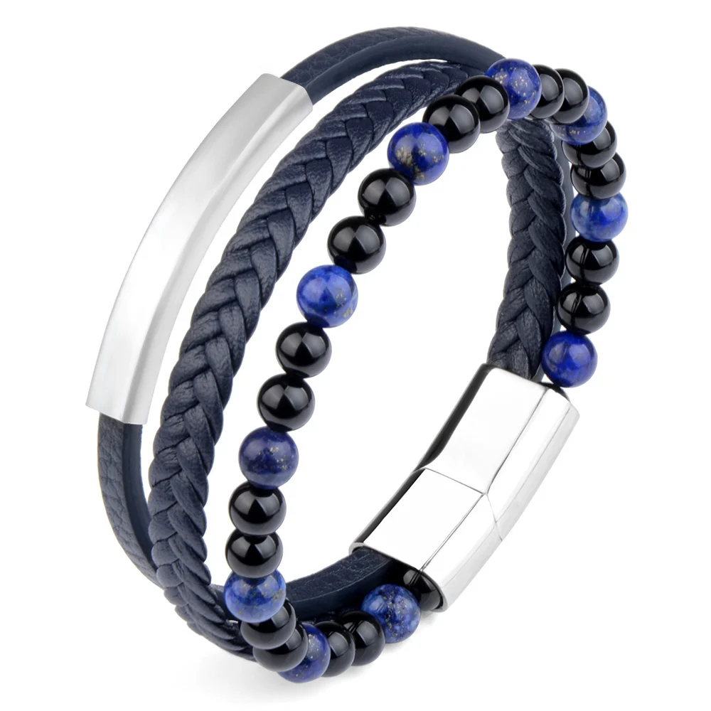 Браслет из натуральной кожи с надписью Lapis Lazuli | Украшения и аксессуары