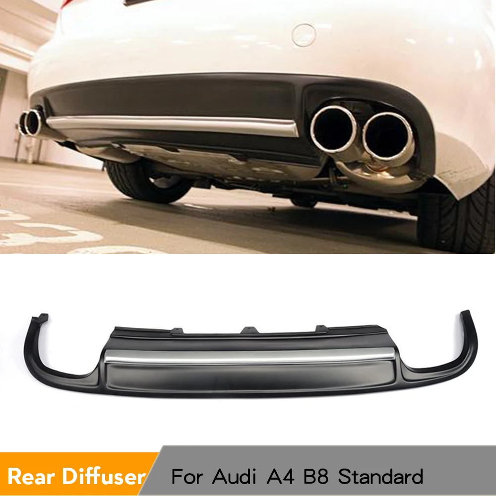 PU Black Painted Rear Lip Diffuser Spoiler With Silver Strip for Audi