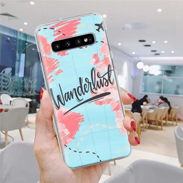 H01 Карта мира самолет Дорожный Чехол для телефона для samsung Galaxy S10 S10e S8 S9 Plus Note 10 Plus 9 8 S6 S7 Edge Твердый Чехол - Цвет: H01