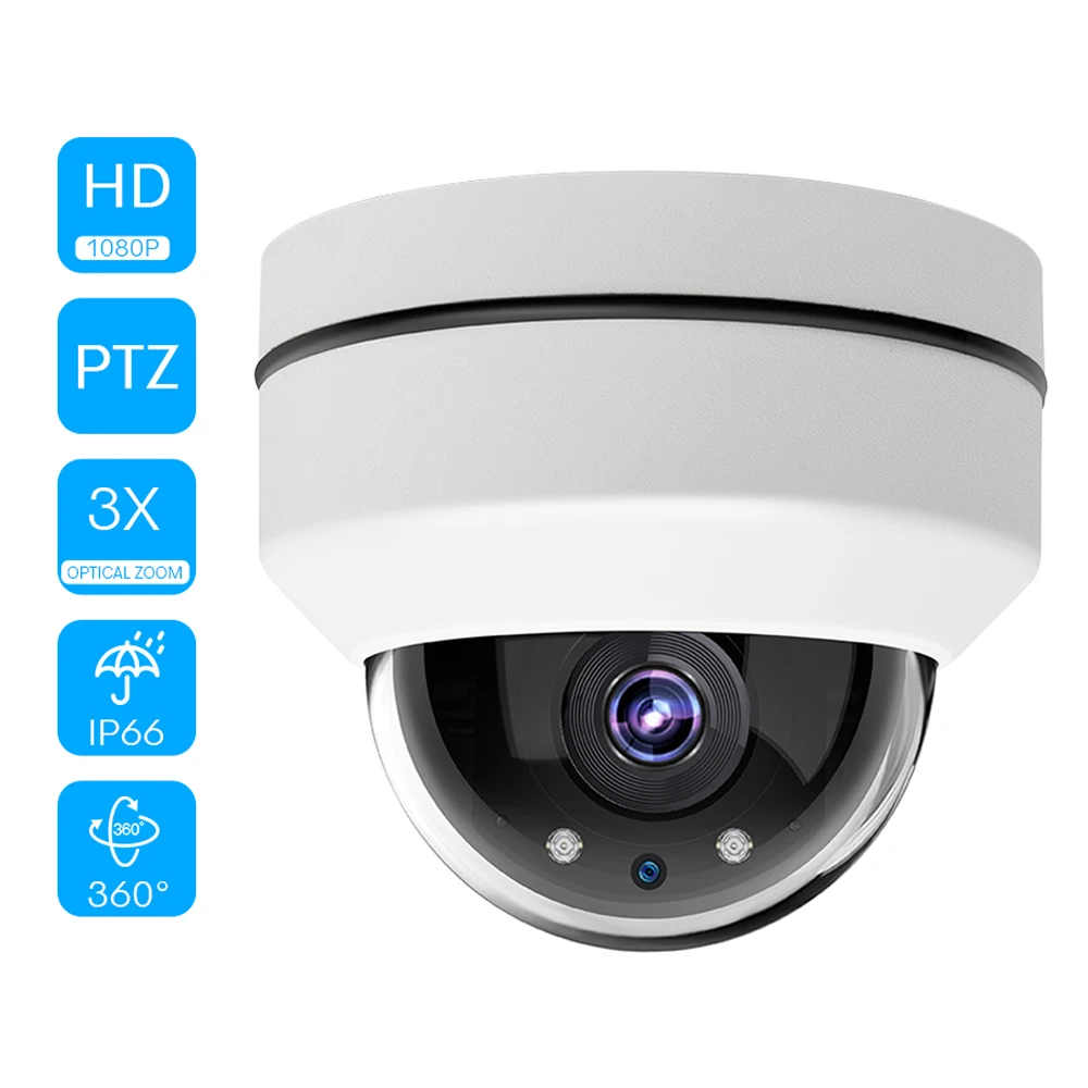 

1080P PTZ IP Camera Fixed-Focus Outdoor POE PTZ Security IP Dome Camera with 3x Optical Zoom IR CCTV Security Camera