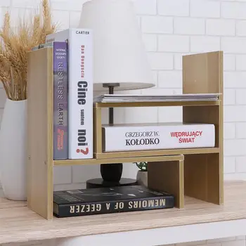 

Desk Bookshelf Creative Wooden Bookcase Organizer Rack Unit Storage Box Shelves Stand for Bedroom Living Room Office Study Room