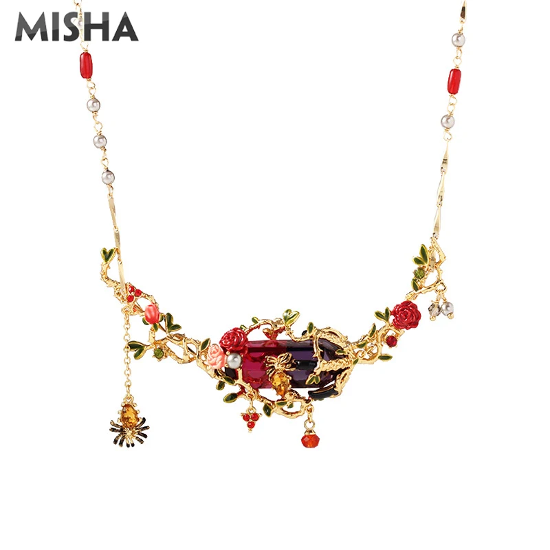 

MISHA Luxury Necklace For Women Charms Gems Handmade Enamel Glaze Jewelry Necklace For Ladies Party Birthday Gift L980