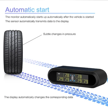

Solar Power Wireless LCD TPMS Tire Pressure Monitor System with 6 External Sensors T650 For Van RV Trailer