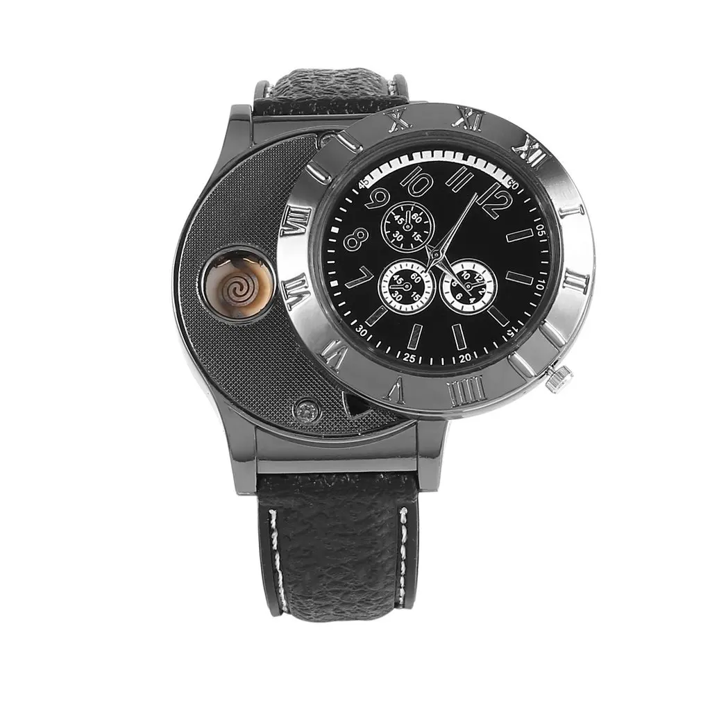 

Professional Environmental Electronic Lighter Quartz Watch USB Rechargeable Lighter Watch with LED Indicator Light
