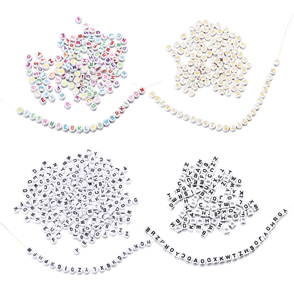 Lot De 300 Perles Rondes En Acrylique Blanc Avec Chiffres De 4 X 7