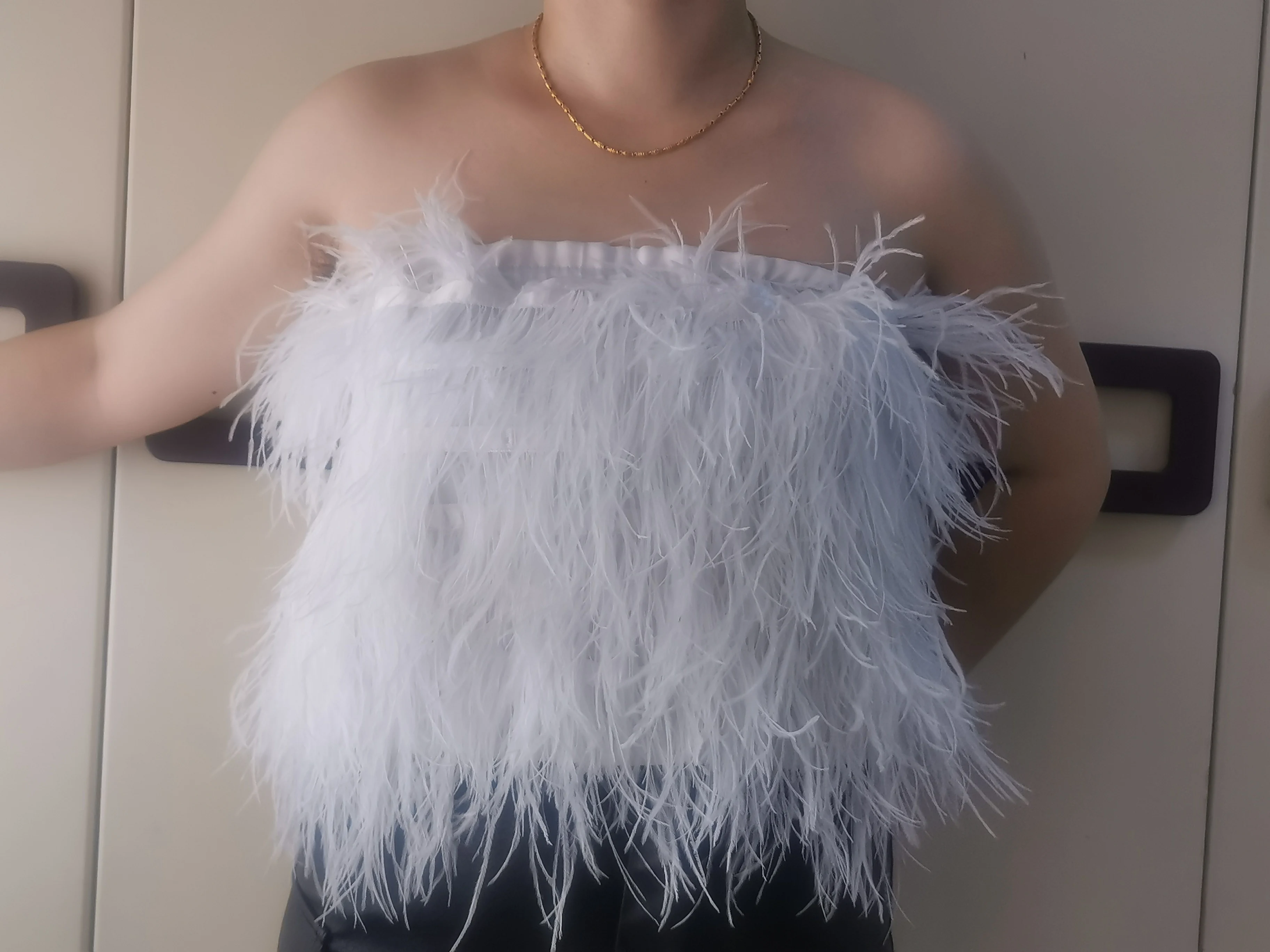 New 100% natural ostrich hair bra underwear women's fur coat real ostrich fur coat fur mini skirt Suitable for weddings banqquet