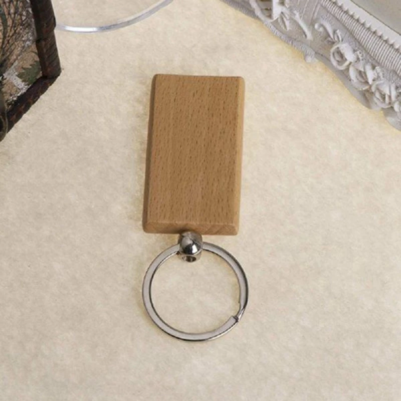 60 Blank Wooden Wooden Keychain Diy Wooden Keychain Key Tag Anti-Lost Wood Accessories Gift