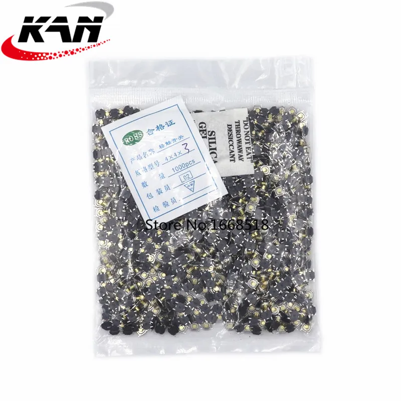 Botão Interruptor de Pressão Tático Momentâneo Cabeça de Cobre com Botão de Pressão Tático de 1000 Tamanhos Smd 4*4*1.5 Mm7 mm 4x4x1.5 Mm7 mm