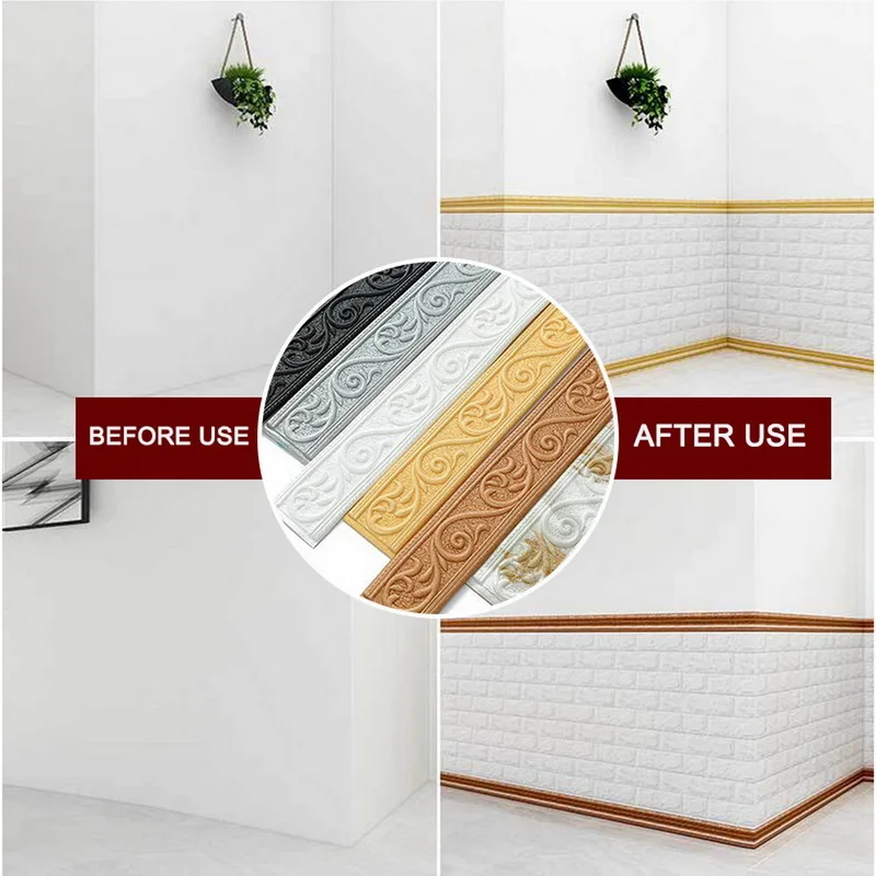 3D Foam Embossed Corner Line Self-adhesive Wall Waist Line Waterproof Decor Wall Sticker Border Edge Strip Home Decor wall stickers,self adhesive wallpaper,self adhesive wall stickers