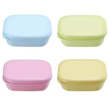 

OUNONA 4pcs Soap Box Cute Double Layer Practical Soap Dish Holder with Lid for Bathroom Home