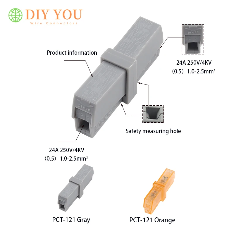30/50/100 шт быстрое нажатие разъем проводки(PCT-112 1P 2 отверстие) лампа Разъем PCT-111/121 один 1p кабель проводное соединение