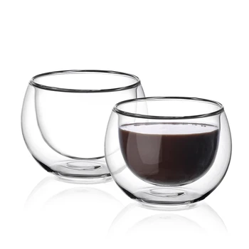 

2/4/6/8-Piece 263ML Double Wall Thermo Insulated Espresso Coffee Tea Glass Cup Heat Resistant Beer Coffee Glasses Mugs Cup Set