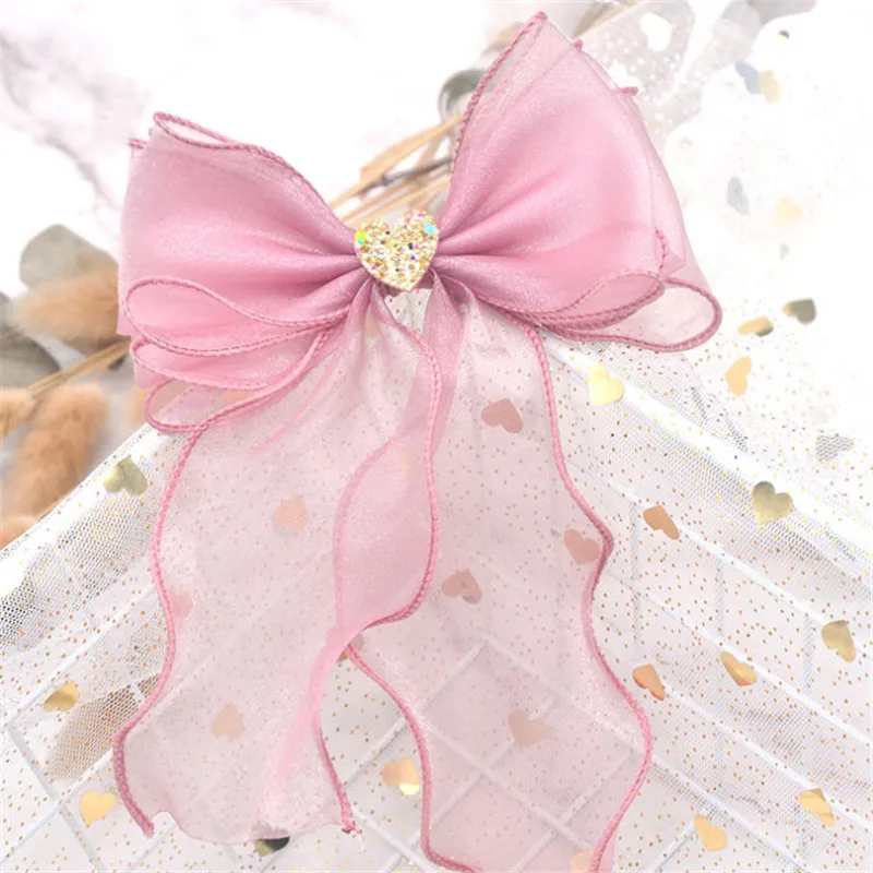 han pink 10 шт./лот, аксессуары для волос для девочек, головной убор, блестящая пряжа, бант, весенний зажим, высококачественные заколки для волос, заколка для девочек-подростков, модные ювелирные изделия - Цвет: han pink
