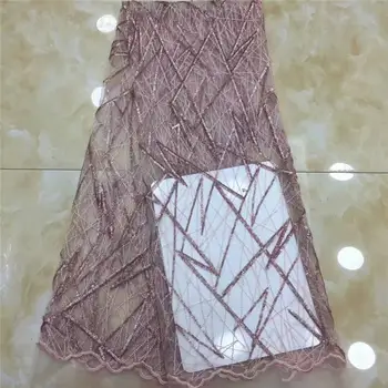 

African Sequins Lace Fabric 2020 High Quality Lace Nigerian French Net Tulle Lace Fabrics For Lace Evening Dresses DPA12