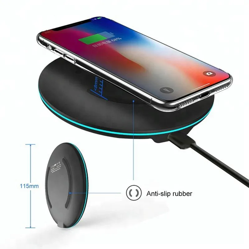 Black Qi Быстрое беспроводное зарядное устройство для iPhone 11 Pro Xs Max 8 Pad Smart Беспроводное зарядное устройство для samsung Galaxy S10 S9 Plus Беспроводное зарядное устройство - Тип штекера: Black