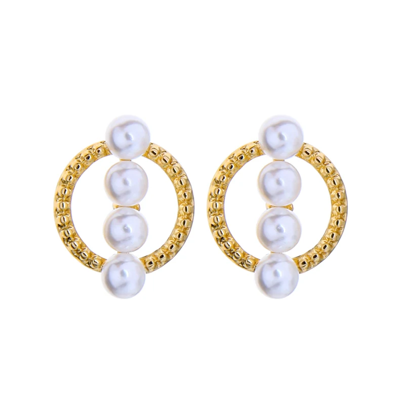 

Acrylic Pearl Earrings Gold Color Circle Stud Earrings For Women Girls Cheap wholesale Jewelry 2020 New Design