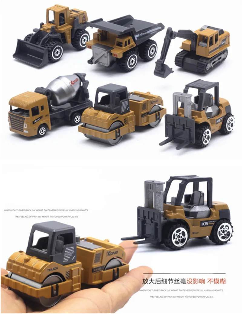 3pcs/set 1: 64 Alloy Engineering Vehicle Excavator Forklift Model Cars Set Collections Gift For Children Kids