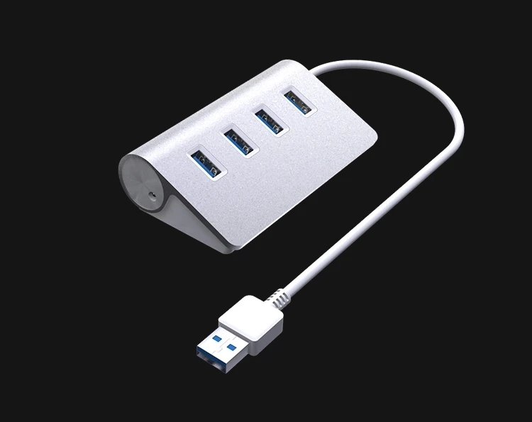 Алюминиевый сплав 4 порта USB3.0 концентратор Высокоскоростной сплиттер крутой светильник высококачественный usb-хаб для нескольких устройств компьютера ноутбука micro SD - Цвет: Silver-USB3.0 4Port