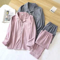 Autumn and Winter Couple Pajamas Two-piece Self-heating Warm Long-sleeved Trousers Plus Velvet Men's and Women Home Service Set