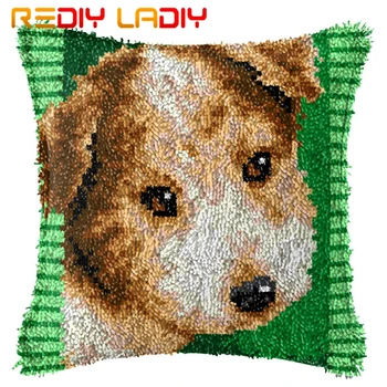 

Latch Hook Cushion Lovely Puppy Dog Printed Canvas Cushion Front Acrylic Yarn Crochet Pillow Case Kits Hobby & Crafts Home Decor