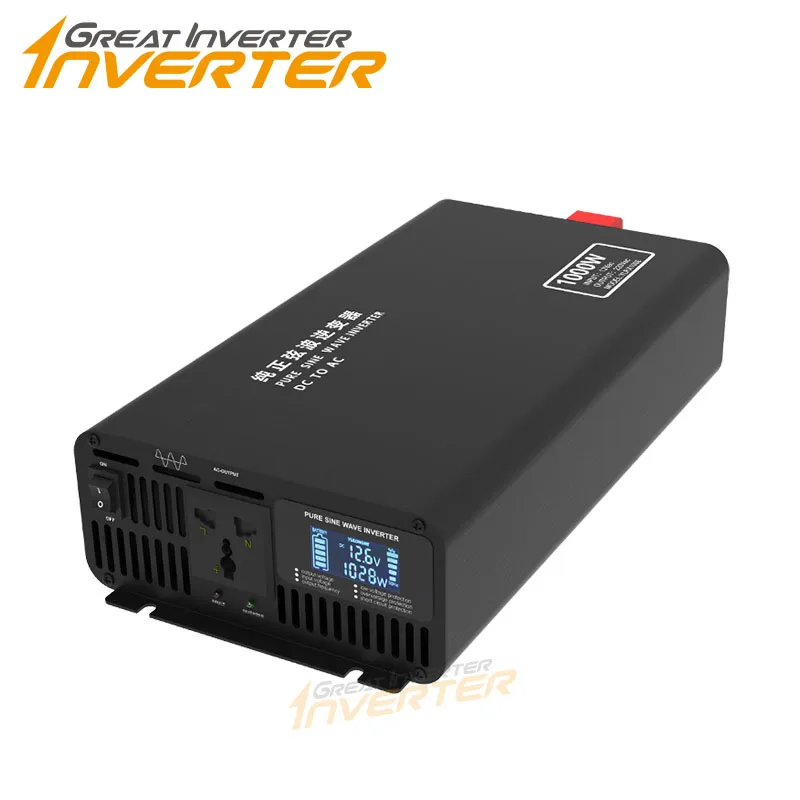 12V 24V 36V 48V 60V 72Vdc A 100V 110V 120V 220V 230V 240Vac Inverter A Onda Sinusoidale Pura Lcd 1000W Convertitore Di Alimentazione